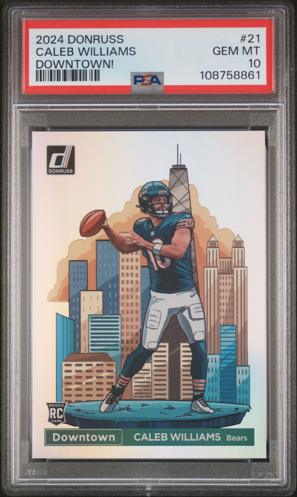 2024 Panini Donruss Downtown! Caleb Williams #21 Gem Mt 10 front