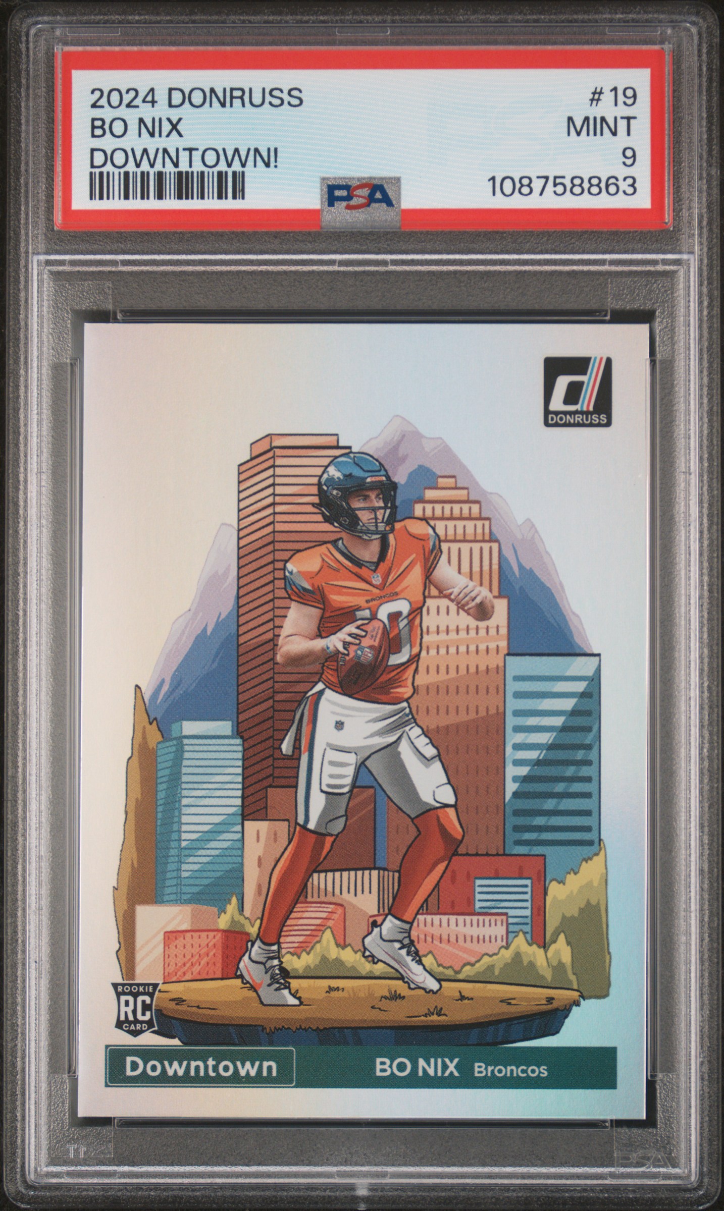 2024 Panini Donruss Downtown! Bo Nix #19 Mint 9 front