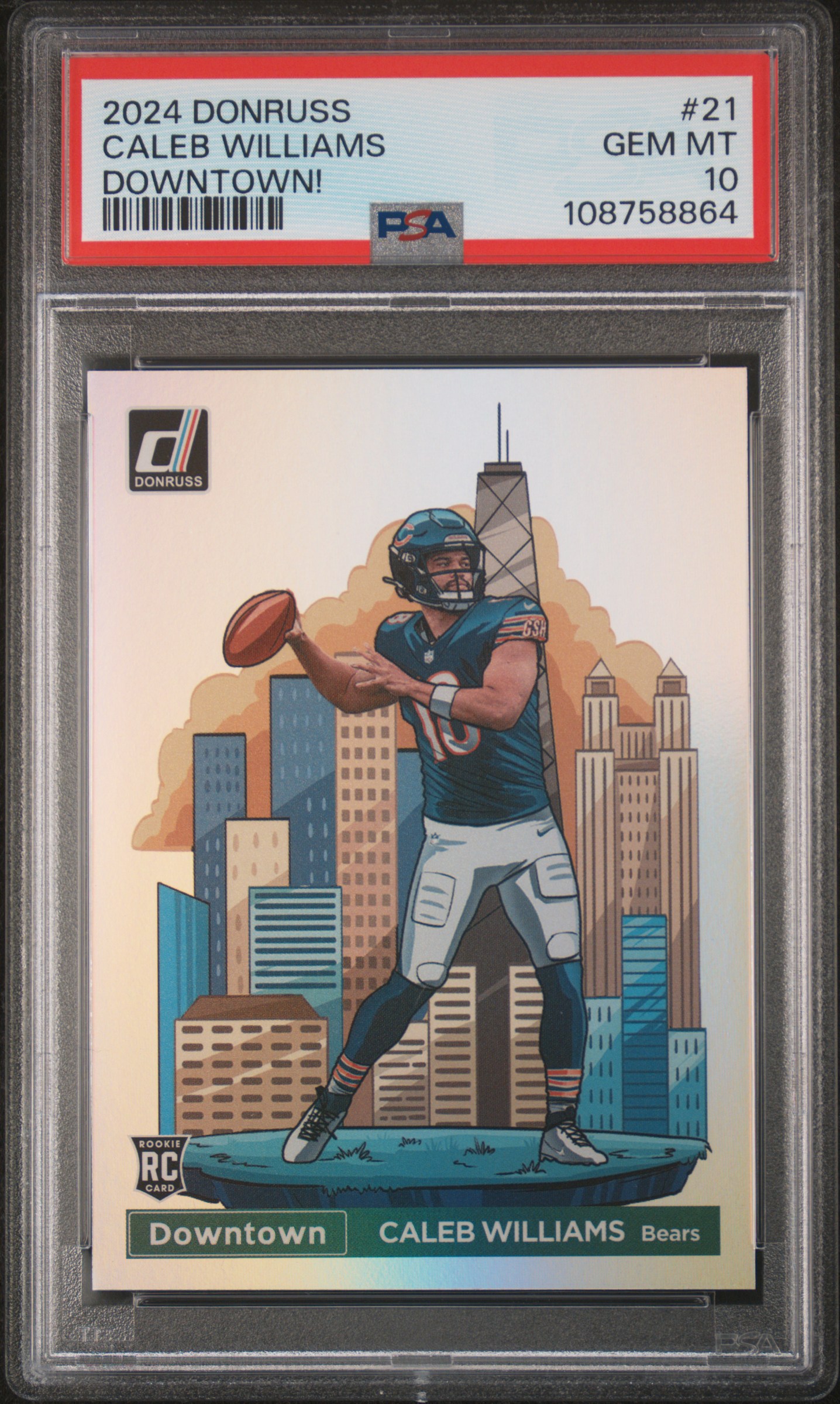 2024 Panini Donruss Downtown! Caleb Williams #21 Gem Mt 10 front