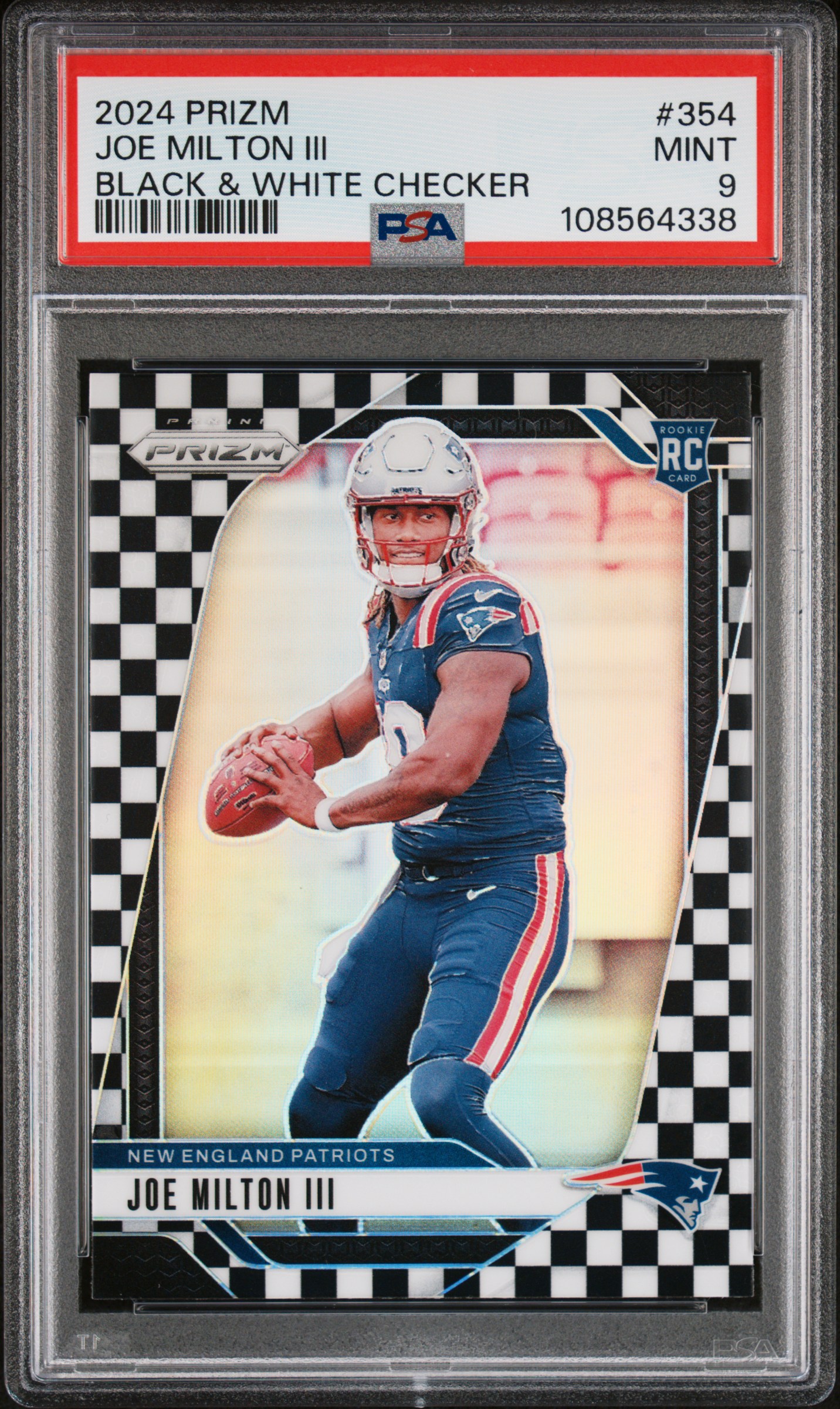 2024 Panini Prizm Joe Milton Iii #354 (Black & White Checker) Mint 9 front