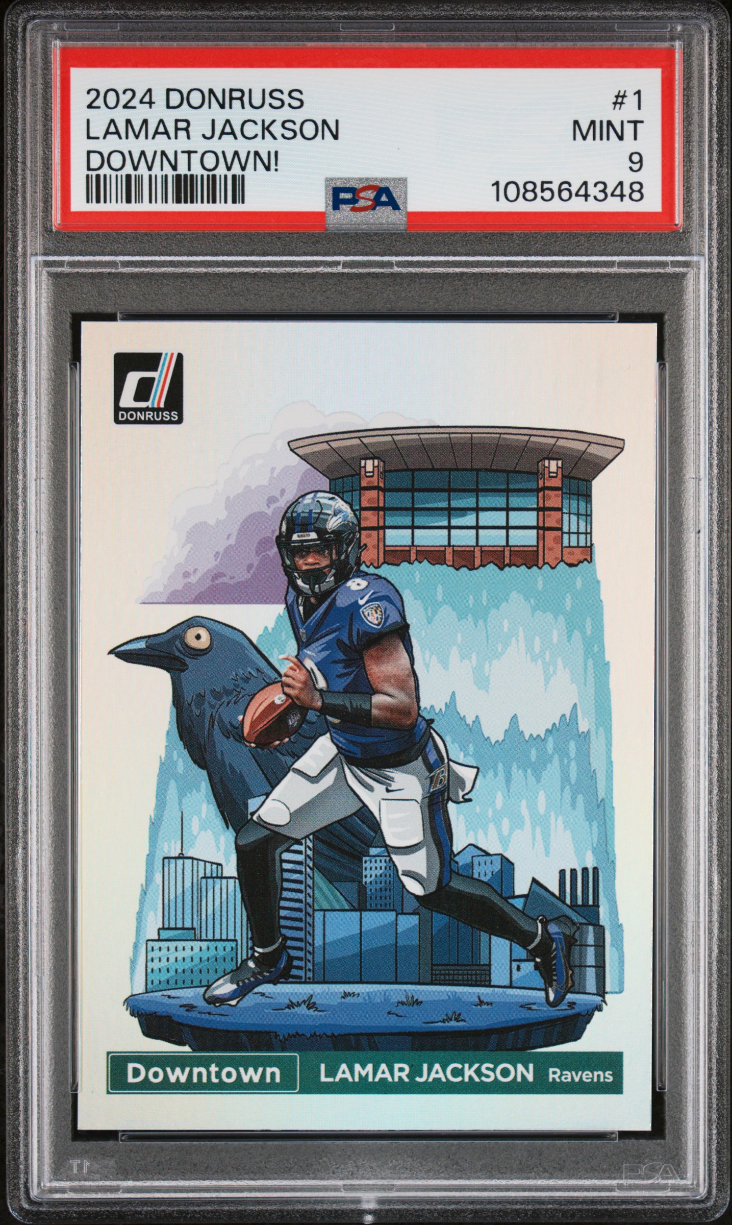 2024 Panini Donruss Downtown! Lamar Jackson #1 Mint 9 front