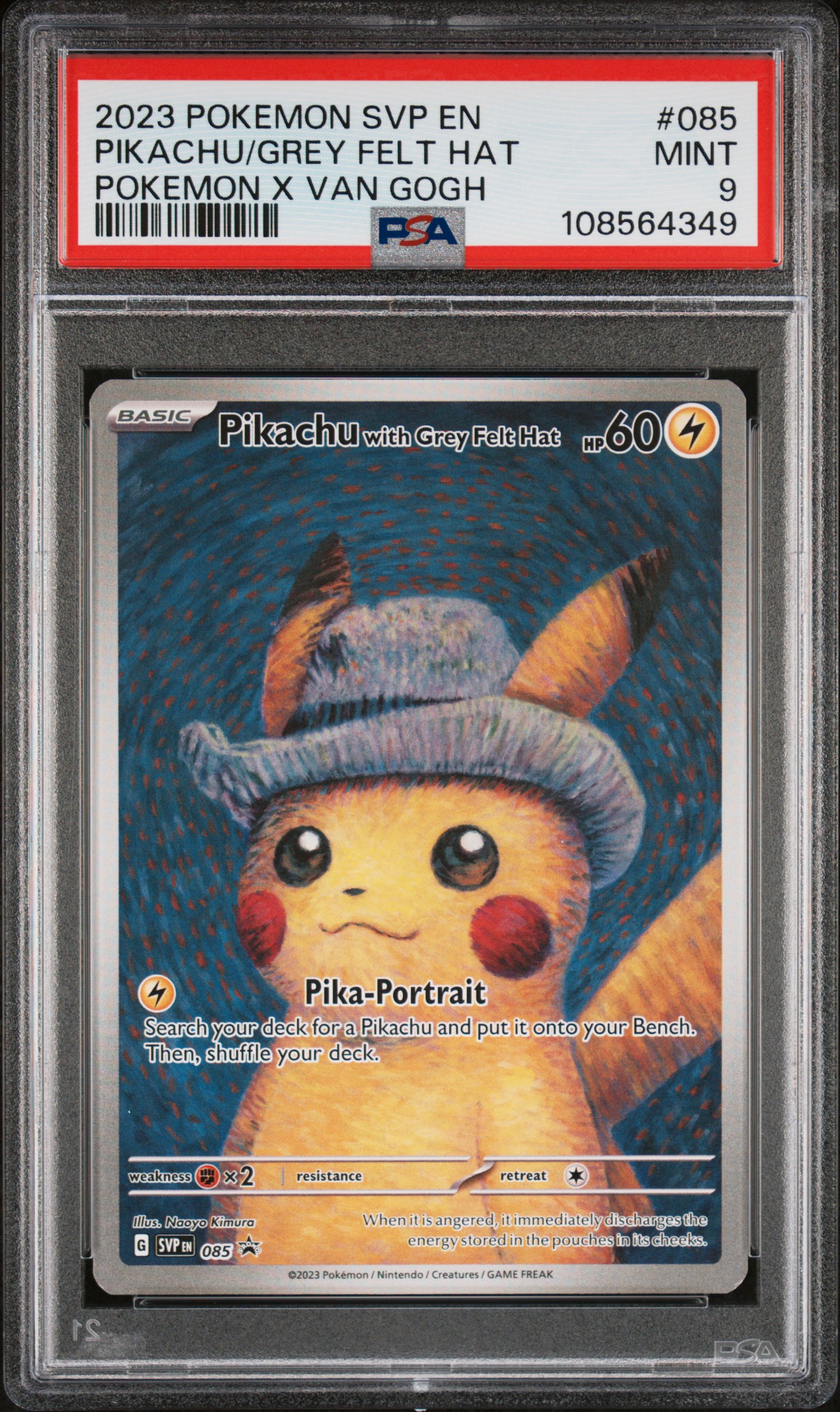 2023 Pokemon Svp En-Sv Black Star Promo Pikachu/Grey Felt Hat #085 (Pokemon X Van Gogh) Mint 9 front