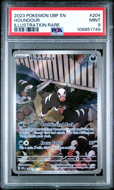2023 Pokemon Obf En-Obsidian Flames Houndour #204 (Illustration Rare) Mint 9 front