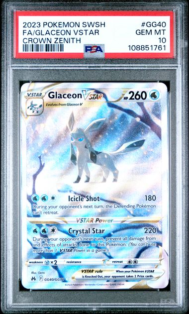 2023 Pokemon Sword And Shield Crown Zenith Fa/Glaceon Vstar #Gg40 (Crown Zenith) Gem Mt 10 front