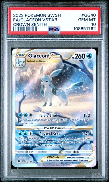 2023 Pokemon Sword And Shield Crown Zenith Fa/Glaceon Vstar #Gg40 (Crown Zenith) Gem Mt 10 front