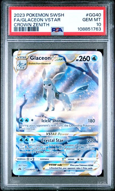 2023 Pokemon Sword And Shield Crown Zenith Fa/Glaceon Vstar #Gg40 (Crown Zenith) Gem Mt 10 front
