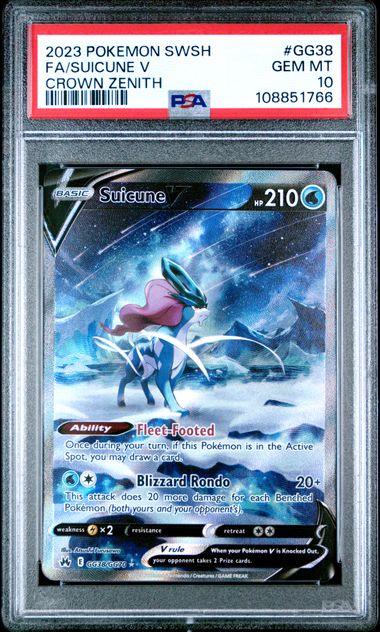2023 Pokemon Sword And Shield Crown Zenith Fa/Suicune V #Gg38 (Crown Zenith) Gem Mt 10 front