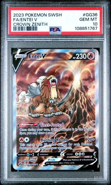 2023 Pokemon Sword And Shield Crown Zenith Fa/Entei V #Gg36 (Crown Zenith) Gem Mt 10 front