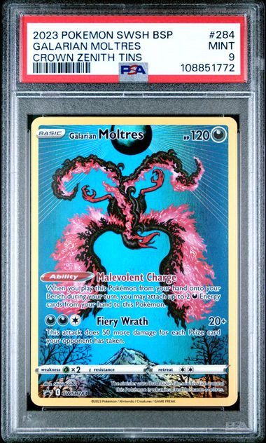 2023 Pokemon Swsh Black Star Promo Galarian Moltres #284 (Crown Zenith Tins) Mint 9 front