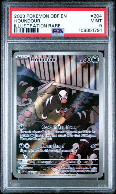 2023 Pokemon Obf En-Obsidian Flames Houndour #204 (Illustration Rare) Mint 9 front
