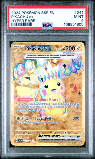 2024 Pokemon Ssp En-Surging Sparks Pikachu Ex #247 (Hyper Rare) Mint 9 front