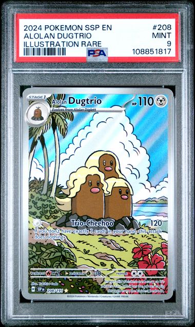 2024 Pokemon Ssp En-Surging Sparks Alolan Dugtrio #208 (Illustration Rare) Mint 9 front