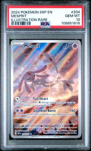 2024 Pokemon Ssp En-Surging Sparks Mesprit #204 (Illustration Rare) Gem Mt 10 front