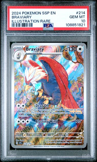 2024 Pokemon Ssp En-Surging Sparks Braviary #214 (Illustration Rare) Gem Mt 10 front