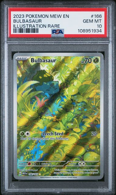 2023 Pokemon Mew En-151 Bulbasaur #166 (Illustration Rare) Gem Mt 10 front