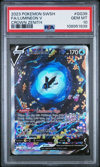 2023 Pokemon Sword And Shield Crown Zenith Fa/Lumineon V #Gg39 (Crown Zenith) Gem Mt 10 front
