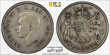 1941 50C Narrow Date VF25