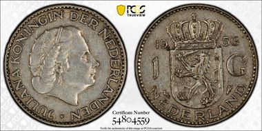 1956 Gulden KM-184 Ag XF45