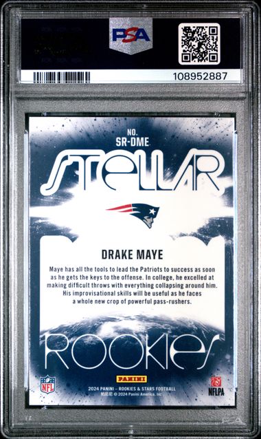 2024 Panini Rookies & Stars Stellar Rookies Drake Maye #Srdme (Stellar Rookies-Longevity) Gem Mt 10 back