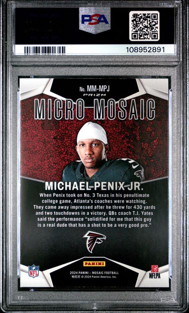 2024 Panini Mosaic Micro Mosaic Michael Penix Jr. #Mmmpj Gem Mt 10 back