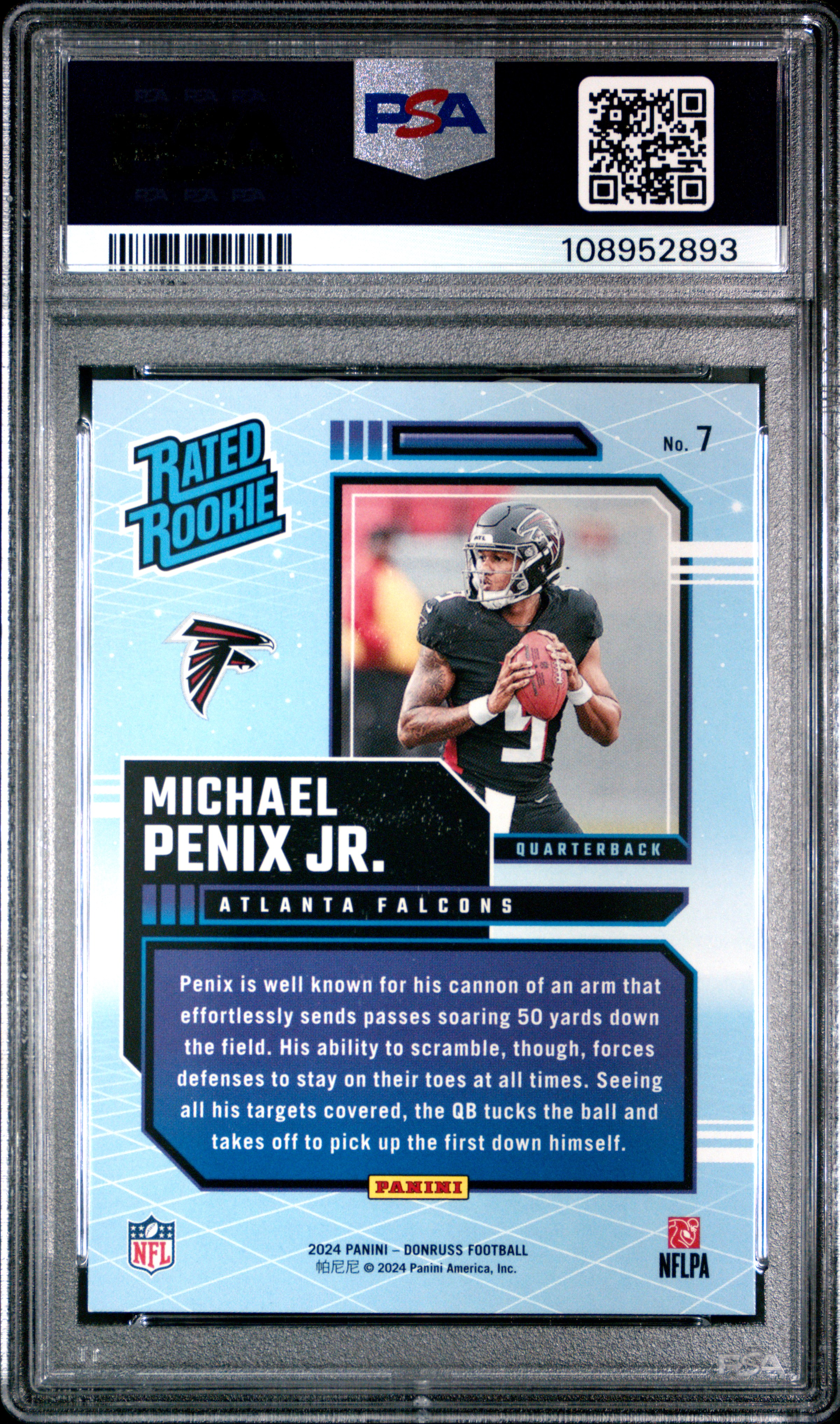 2024 Panini Donruss Rated Rookies Retro Michael Penix Jr. #7 Gem Mt 10 front