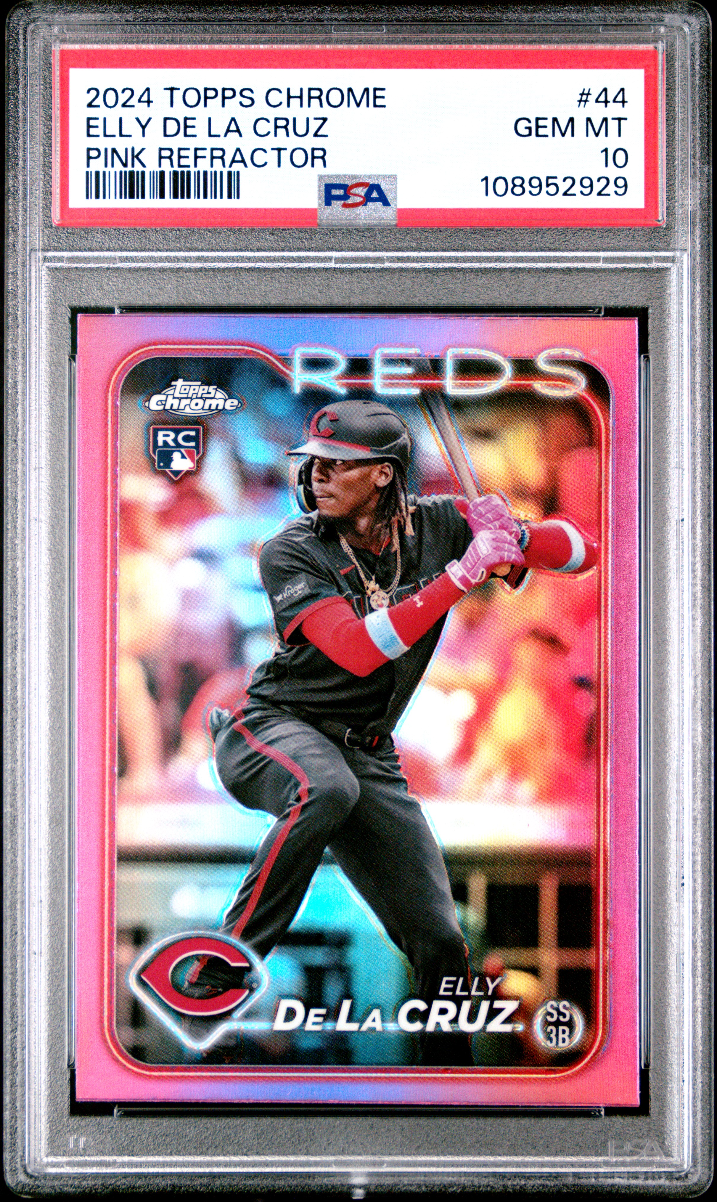 2024 Topps Chrome Elly De La Cruz #44 (Pink Refractor) Gem Mt 10 back