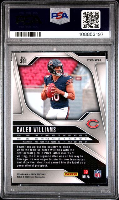 2024 Panini Prizm Caleb Williams #301 (Silver Prizm) Mint 9 back
