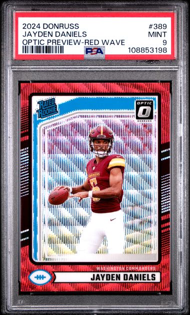 2024 Panini Donruss Jayden Daniels #389 (Optic Preview-Red Wave) Mint 9 front