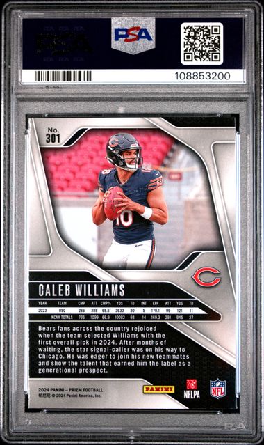 2024 Panini Prizm Caleb Williams #301 Mint 9 back