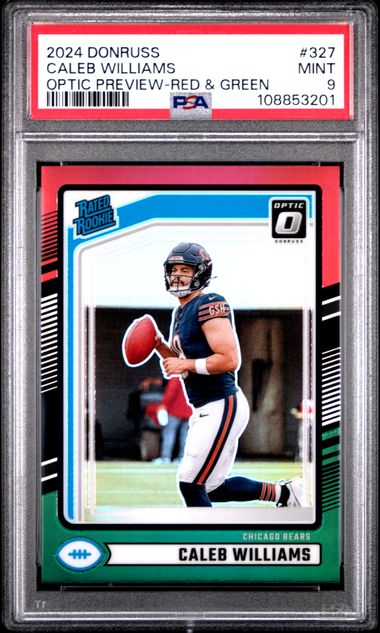 2024 Panini Donruss Caleb Williams #327 (Optic Preview-Red & Green) Mint 9 front