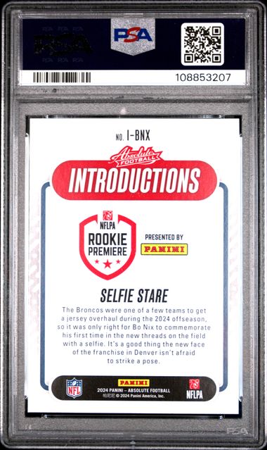 2024 Panini Absolute Introductions Bo Nix #Ibnx Gem Mt 10 back