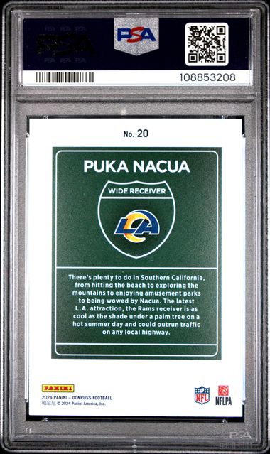 2024 Panini Donruss Downtown! Puka Nacua #20 Gem Mt 10 back