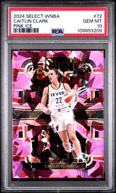 2024 Panini Select Wnba Caitlin Clark #72 (Pink Ice) Gem Mt 10 front