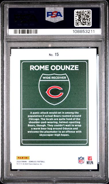 2024 Panini Donruss Downtown! Rome Odunze #15 Gem Mt 10 back