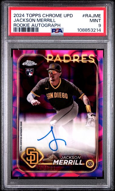 2024 Topps Chrome Update Chrome Rookie Autographs Jackson Merrill #Rajme Mint 9 front