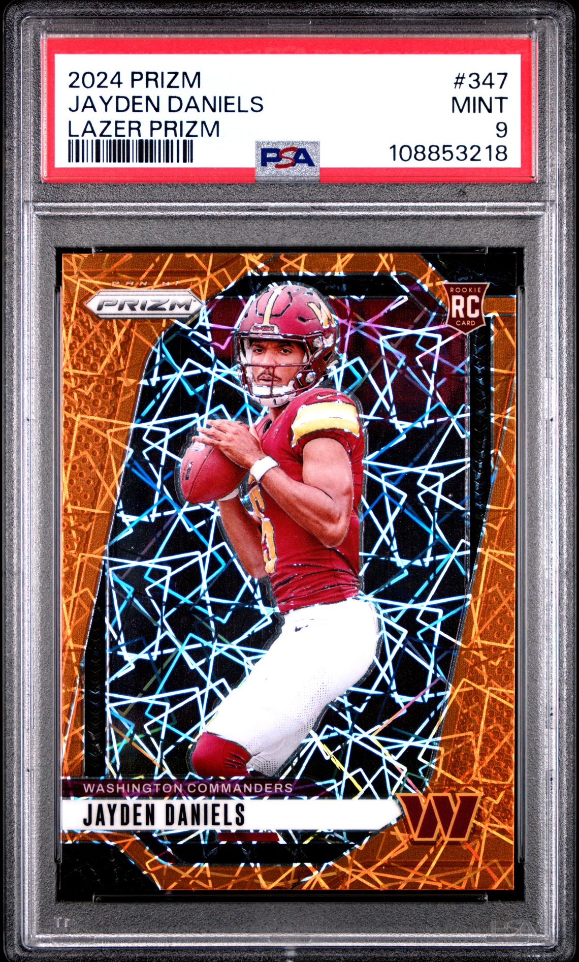 2024 Panini Prizm Jayden Daniels #347 (Lazer Prizm) Mint 9 front