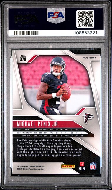 2024 Panini Prizm Michael Penix Jr. #378 (Disco Prizm) Gem Mt 10 back