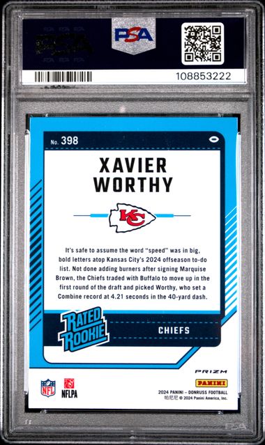 2024 Panini Donruss Xavier Worthy #398 (Optic Preview-Red Wave) Gem Mt 10 back
