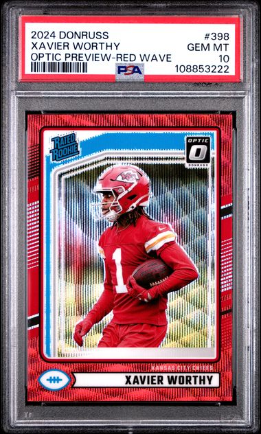 2024 Panini Donruss Xavier Worthy #398 (Optic Preview-Red Wave) Gem Mt 10 front