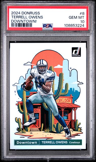 2024 Panini Donruss Downtown! Terrell Owens #8 Gem Mt 10 front