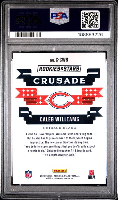 2024 Panini Rookies & Stars Crusade Caleb Williams #Ccws Gem Mt 10 back