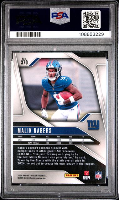 2024 Panini Prizm Malik Nabers #370 Mint 9 back