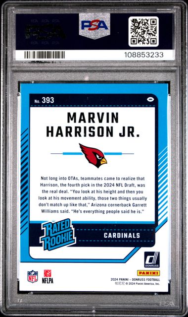2024 Panini Donruss Marvin Harrison Jr. #393 Mint 9 back
