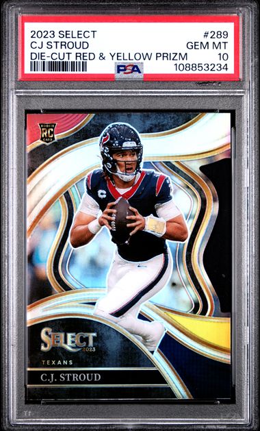 2023 Panini Select Cj Stroud #289 (Die-Cut Red & Yellow Prizm) Gem Mt 10 front