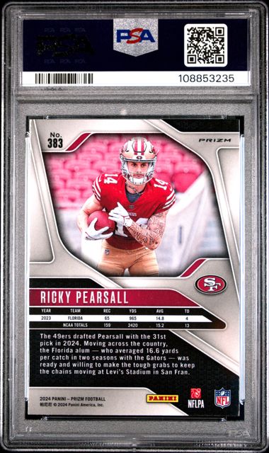 2024 Panini Prizm Ricky Pearsall #383 (Red/White/Blue Prizm) Mint 9 back