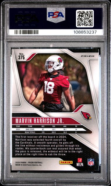 2024 Panini Prizm Marvin Harrison Jr. #375 (Green Wave) Mint 9 back
