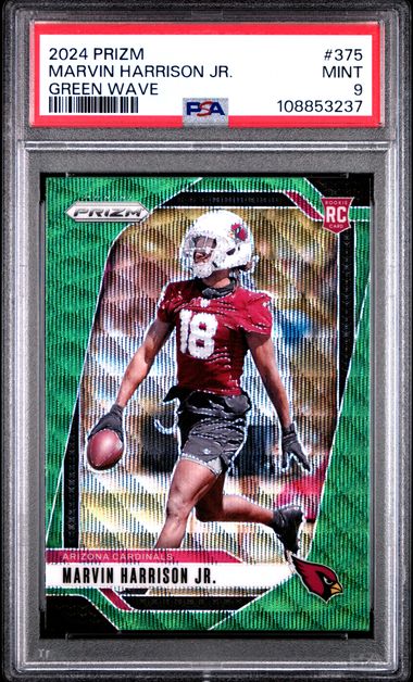 2024 Panini Prizm Marvin Harrison Jr. #375 (Green Wave) Mint 9 front