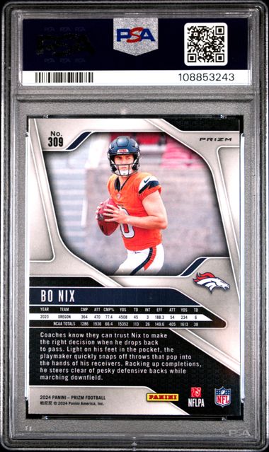 2024 Panini Prizm Bo Nix #309 (Pink Prizm) Mint 9 back