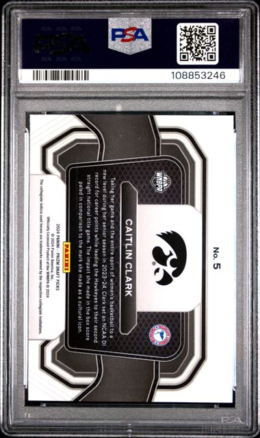 2024 Panini Prizm Draft Picks Campus Legends Caitlin Clark #5 Mint 9 back