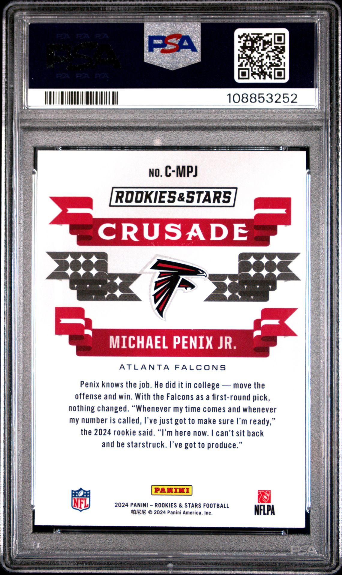2024 Panini Rookies & Stars Crusade Michael Penix Jr. #Cmpj (Crusade-Red Plaid) Mint 9 back